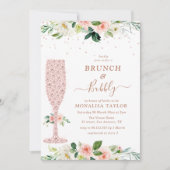 Brunch-Brautparty mit blühenden Bläschen Einladung (Vorderseite)