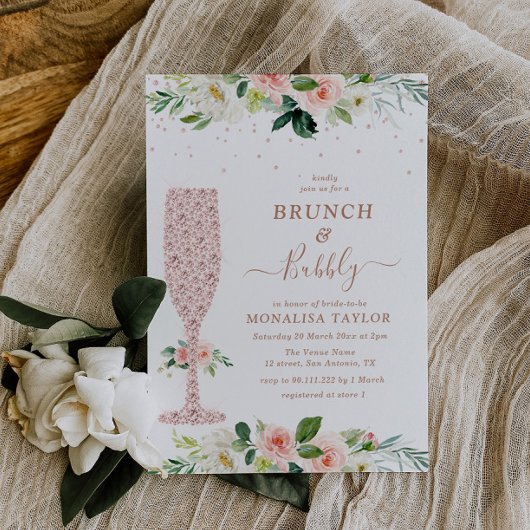 Brunch-Brautparty mit blühenden Bläschen Einladung