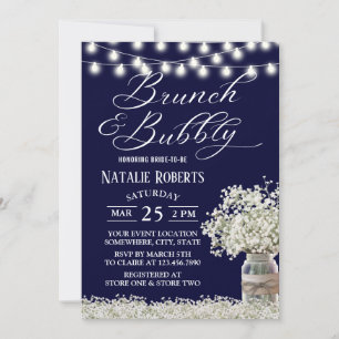 Brunch Brautparty Rustikale Blumenzange Jar Navy B Einladung