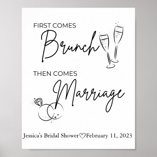 Brunch Brautparty-Schild Poster (Vorne)