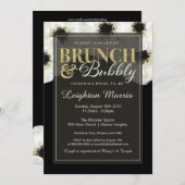 Brunch & Bubble Gold Glitzer Anemone Dusche Einladung (Vorne/Hinten)