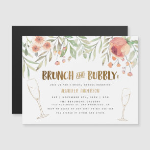 Brunch & Bubble Gold Glitzer Blush Brautparty Magneteinladung