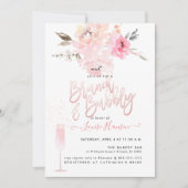 Brunch+Bubbly, Aquarell Blush Pink Peonys Einladung (Vorderseite)