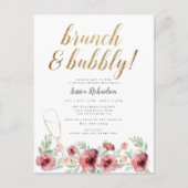 Brunch & Bubbly | Aquarellfarbenes Brautparty Einladungspostkarte (Vorderseite)