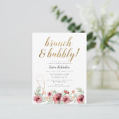 Brunch & Bubbly | Aquarellfarbenes Brautparty Einladungspostkarte (Stehend Vorderseite)