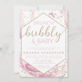 Brunch Bubbly & Baby Marble Baby Shower Einladung (Vorderseite)