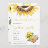 Brunch, Bubbly & Baby Sunflower Babydusche Einladung (Vorne/Hinten)