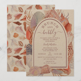 Brunch & Bubbly Beach Seashells Brautparty Einladung