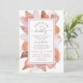 Brunch & Bubbly Beach Seashells Brautparty Einladung (Stehend Vorderseite)