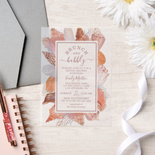 Brunch & Bubbly Beach Seashells Brautparty Pergament Einladungen