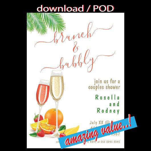 Brunch Bubbly Bemerkenswert Budget Paare Dusche Einladung