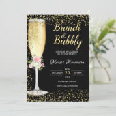 Brunch & Bubbly Birthday Floral Einladung (Stehend Vorderseite)