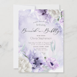 Brunch Bubbly Birthday Watercolor Lilac Poppy Einladung