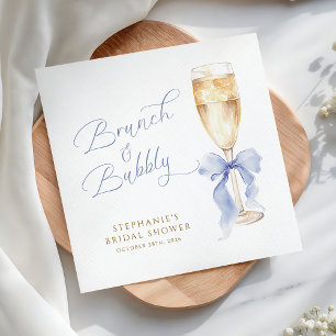 Brunch & Bubbly Blaues Schleifen-Brautjungfernpart Serviette