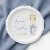 Brunch & Bubbly Blue Bow Bridal Shower Pappteller