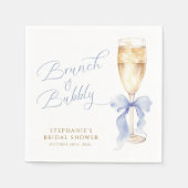 Brunch & Bubbly Blue Bow Bridal Shower Serviette (Vorderseite)