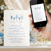 Brunch & Bubbly Blue Brautparty Einladung