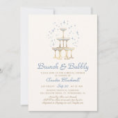 Brunch Bubbly Blue Bridal Dusche Einladung (Vorderseite)