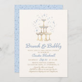 Brunch Bubbly Blue Bridal Dusche Einladung (Vorne/Hinten)
