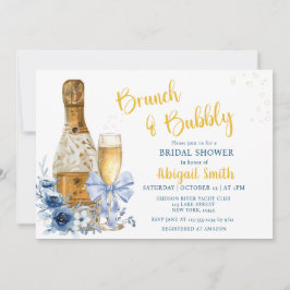 BRUNCH & BUBBLY Blue Floral Brautparty Einladung