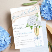 Brunch & Bubbly Blue Hydrangea Brautparty Einladung