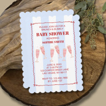 Brunch & Bubbly Blue & Red Wavy Border Baby Dusche