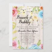 Brunch Bubbly Blume Country String Lights Wedding Einladung (Vorderseite)