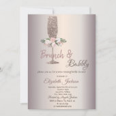 Brunch & Bubbly Blume Rose Gold Brautparty Einladung (Vorderseite)
