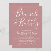 Brunch & Bubbly Blush Bridal Dusche Einladung (Vorne/Hinten)