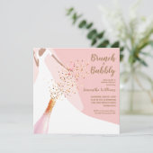 Brunch Bubbly Blush Pink Brautparty Einladung (Stehend Vorderseite)