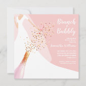 Brunch Bubbly Blush Pink Brautparty Einladung (Vorderseite)