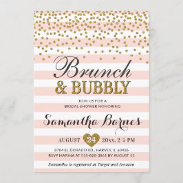 Brunch Bubbly Blush Pink Gold Brautparty Einladung