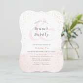 Brunch & Bubbly Blush Pink x Gold Brautparty Einladung (Stehend Vorderseite)