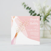 Brunch Bubbly Blush Rose Bridal Dusche Einladung (Stehend Vorderseite)
