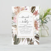 Brunch & Bubbly Boho Burgundy Brautparty Einladung (Stehend Vorderseite)