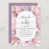 Brunch & Bubbly Boho Lila Brautparty Einladung (Vorne/Hinten)