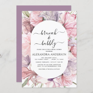 Brunch & Bubbly Boho Lila Brautparty Einladung