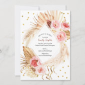 Brunch & Bubbly Boho Pampas Blush Pink Floral Einladung (Vorderseite)