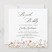 Brunch & Bubbly Boho Wildblume Brautparty Einladung (Vorderseite)