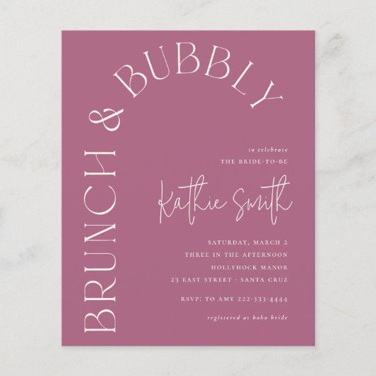 Brunch & Bubbly Bold Floral Budget Brautparty (Vorderseite)