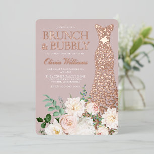 Brunch & Bubbly Brautkleid Roségold  Folieneinladung