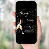 Brunch Bubbly Brautparty Black Cheers Einladung