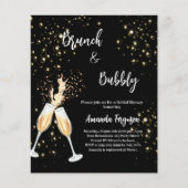 Brunch Bubbly Brautparty Black Einladung (Vorderseite)