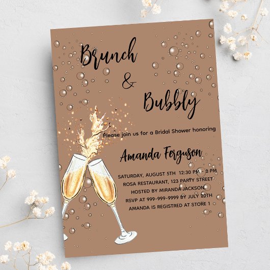 Brunch Bubbly Brautparty Blasen latte Luxus Einladung