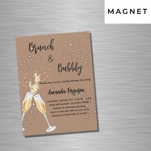 Brunch Bubbly Brautparty Blasen latte Luxus Magneteinladung