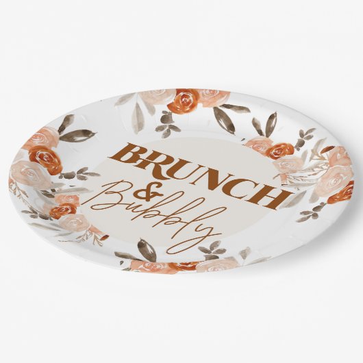 Brunch & Bubbly, Brautparty, Blumenbridal Pappteller (Schrägansicht)