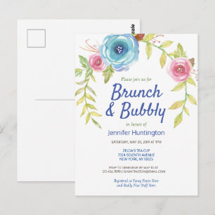 Brunch & Bubbly Brautparty Blumenladen Postkarte