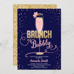 Brunch & Bubbly Brautparty Blush Gold Champagne Einladung