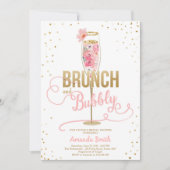 Brunch & Bubbly Brautparty Blush Gold Champagne Einladung (Vorderseite)