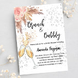 Brunch Bubbly Brautparty Blush Pampas Gras Einladungspostkarte<br><div class="desc">Ein modernes,  stilvolles und glamouröses Brautparty für einen Bubbly Brunch. Weißer Hintergrund mit Bläschen,  Flöten,  Gläsern,  Rosen in rot und Pampas-Gras. Der Name ist mit einem modernen handgeschriebenen Stilskript geschrieben. Personalisieren Sie Ihre Party-Daten und fügen Sie sie hinzu.</div>